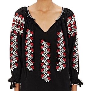 ULLA JOHNSON Ophelia Embroidered Peasant Blouse - Size 2, NWT